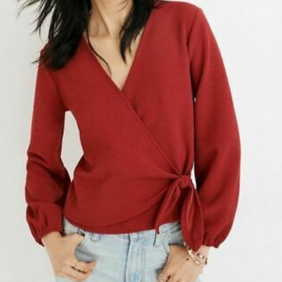 Madewell Texture Thread Crepe Wrap Top - Picture 1 of 4